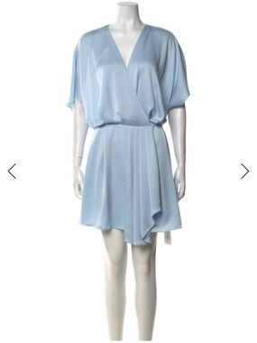 Ramy Brook Light Blue Draped V-Neck Mini Dress